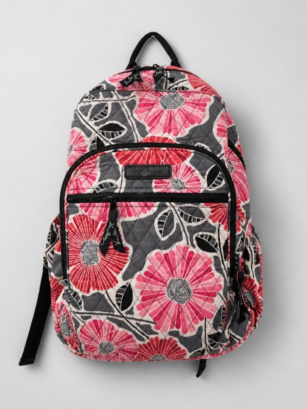 Vera Bradley Pink and Gray Floral Quilted Backpack